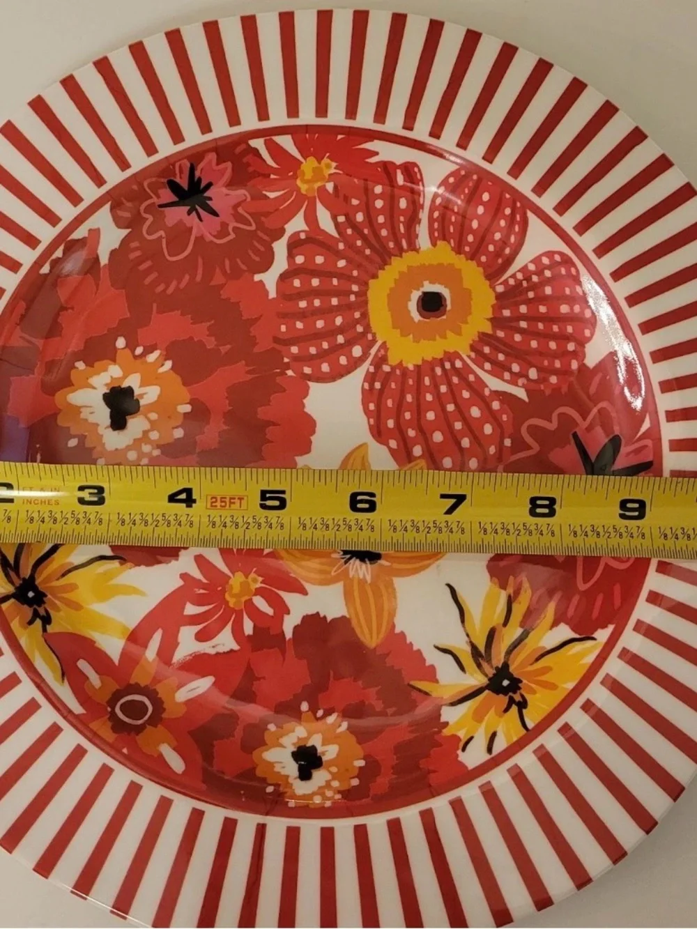 Hobby Lobby Floral & Striped Melamine 11” Dinner Plates Summer Vibrant 4pk Set